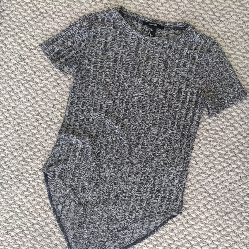 Ribbed Tshirts bodysuit gray F21